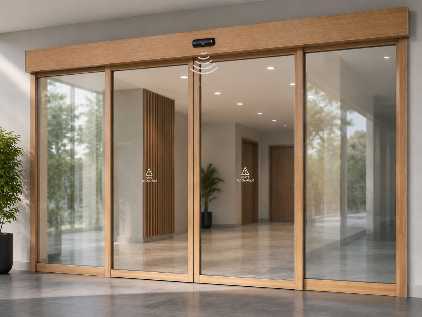 Hall d'immeuble — porte automatique